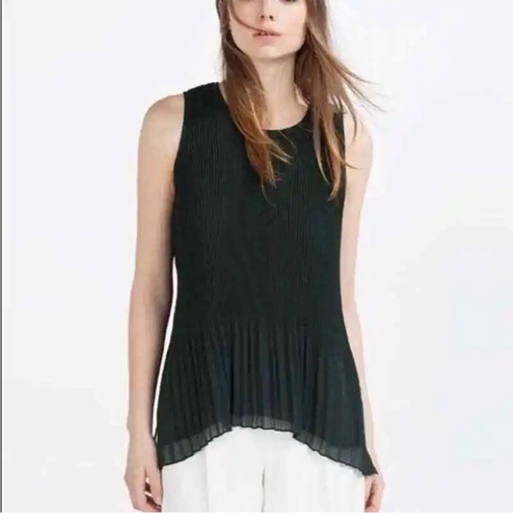 Zara sleeveless ribbed pleated passementerie blouse size XS - Picture 6 of 6